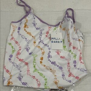 Roller Rabbit White Pajama Top with Multicolor Print